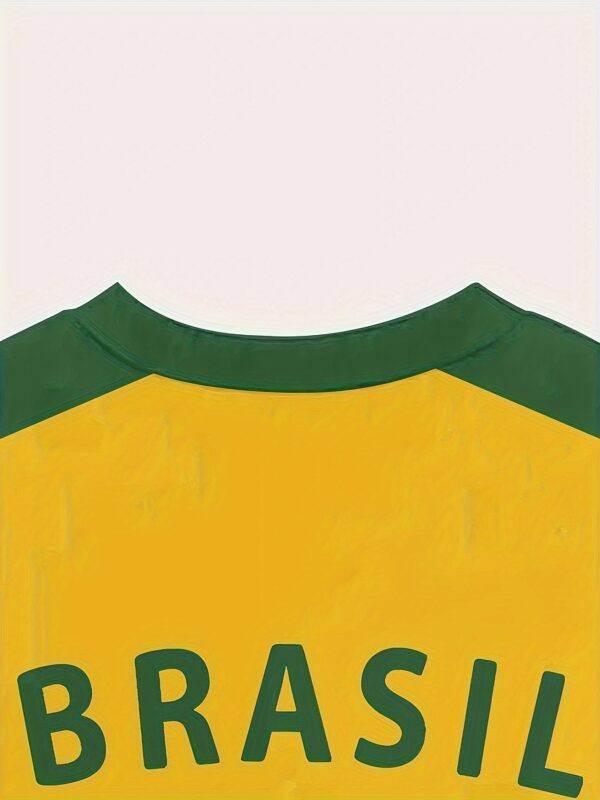 Men'S Brazil Soccer Jersey T-Shirt - Yellow with Green Trim, Breathable Polyester Fabric, Regular Fit, Ideal for Outdoor Activities & Casual Wear, Casual Wear Shirt | Sporty Design | Knit Construction, PLUS SIZE