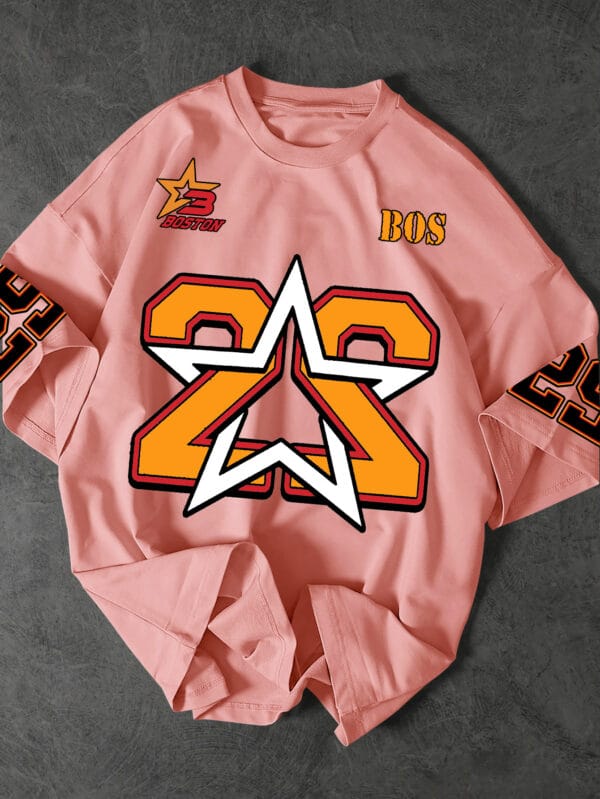 product-open-5d41e937eb4047ba831988e52011690b-goods Men'S Summer Casual Loose Fit Short Sleeve T-Shirt with Bold Number 22 & White Star Print, Breathable Polyester Blend, Quick-Dry, Machine Washable for Outdoor Sports, Daily Wear & Club Activities, Outdoor Sports Tee | Bold Graphic Tee | Machine Washable Shirt