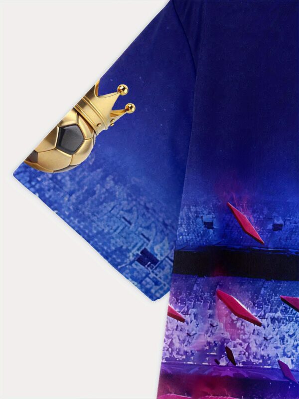 product-open-6030d235c0264db9bce5031ba2b19aea-goods Men'S 3D Digital Print Soccer Jersey T-Shirt - Vibrant Blue & Red Checkered Design, Golden Trophy & "25.4cm Graphic, Comfortable Round Neck Short Sleeve for Casual & Sporty Wear, Perfect Gift for Sports Fans, Soccer Shirts, Fan Merchandise, Durable Fabric