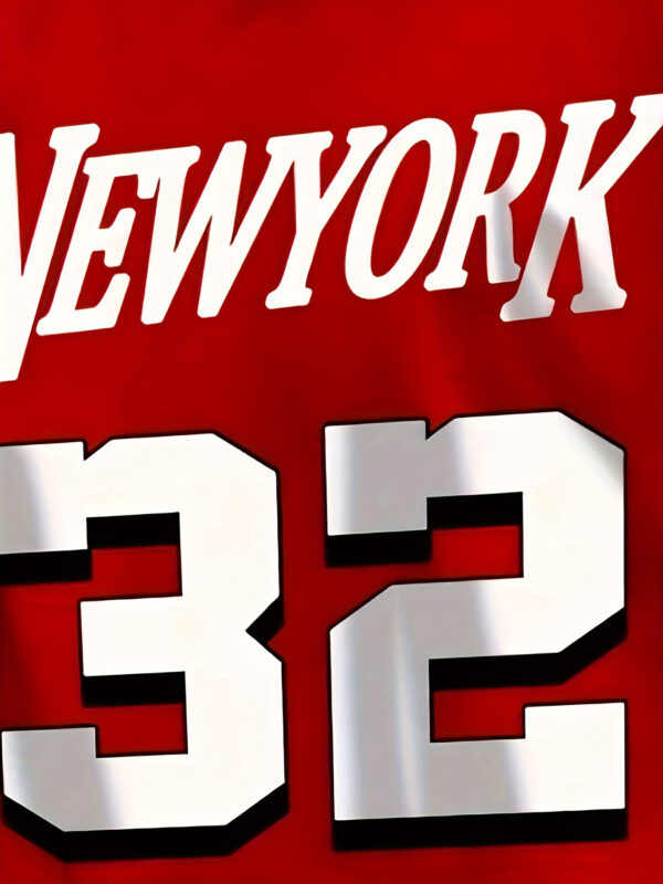 Men'S Plus Size 2pcs Set - Red & Black New York 32 Jersey T-Shirt and Shorts, Summer Casual Wear, Round Neck, Knit Fabric, Slight Stretch, Regular Fit, Casual Attire | Sporty Look | Slight Stretch Materia