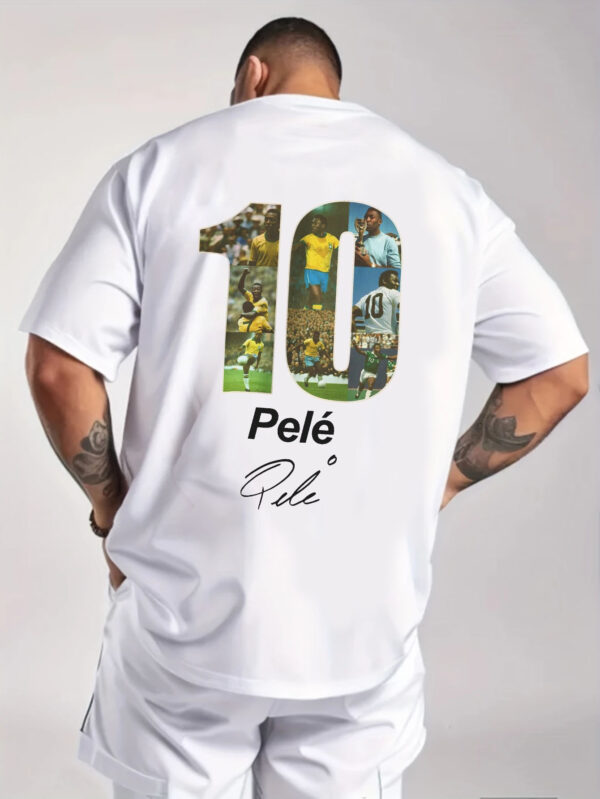 product-open-73b8f137c1a441cabb10ec3045d60509-goods Men's Brazilian Football Star Graphic T-Shirt - Neymar, Pele & Ronaldo Action Print, Number 10 Jersey Design, Olive Green with "PELO" Lettering, Breathable Medium Stretch Fabric, Casual Sports Fan Apparel for Soccer Enthusiasts, PLUS SIZE