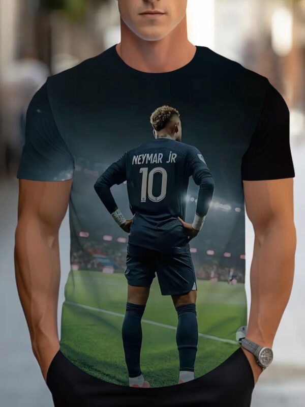 Men's & Women's 3D All-Over Print Soccer Jersey T-Shirt - Neymar Jr. Inspired Design, Lightweight Breathable Polyester for Sports Events, Gym & Casual Wear - Machine Washable Fan Apparel with Stadium Action Graphic