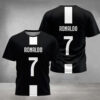 Men's Custom Ronaldo #7 Soccer Jersey-like T-Shirt - Personalized Name Option (Add Your Number, Black/Red/White Accent) - Breathable Athletic Tee for Sports, Casual Outfits - Machine Washable Fan Gear Gift for Cristiano Ronaldo Inspired Players
