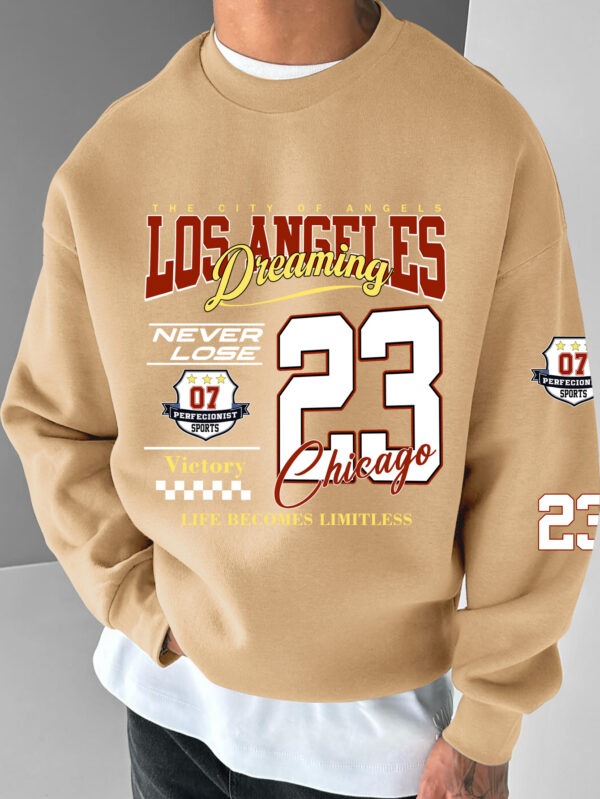 Men'S Los Angeles 23 Basketball Graphic Sweatshirt - "Never Lose" & "Life Becomes Limitless" Motivational Print, Black with Red & White Design, Soft Polyester, Perfect for Casual Wear & Outdoor Sports, Basketball Shirt