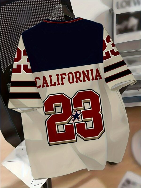 Men's Vintage California Graphic T-Shirt - Retro Sports Tee with Number 22 Design, Breathable Round Neck Shirt for Gym, Casual Outfits & Everyday Summer Wear - Machine Washable Athletic Top, Sporty Design, Comfortable Fit