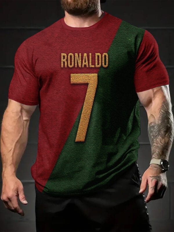 product-open-a1b9605d17f6458687469512617c3637-goods Men's Cristiano Ronaldo CR7 Jersey T-Shirt - Official Soccer Fan Apparel, 100% Polyester, Iconic Number 7 Design with Name Print, Casual Sports Wear for Football Fans & Everyday Use