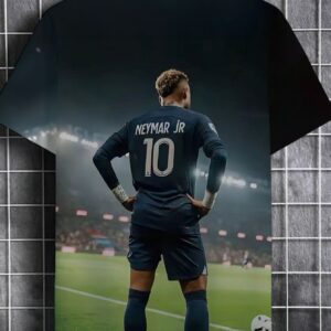 Men's & Women's 3D All-Over Print Soccer Jersey T-Shirt - Neymar Jr. Inspired Design, Lightweight Breathable Polyester for Sports Events, Gym & Casual Wear - Machine Washable Fan Apparel with Stadium Action Graphic