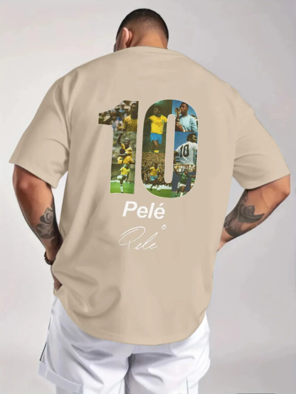 product-open-a986cf9368d2415b92daf363c36219ff-goods Men's Brazilian Football Star Graphic T-Shirt - Neymar, Pele & Ronaldo Action Print, Number 10 Jersey Design, Olive Green with "PELO" Lettering, Breathable Medium Stretch Fabric, Casual Sports Fan Apparel for Soccer Enthusiasts, PLUS SIZE