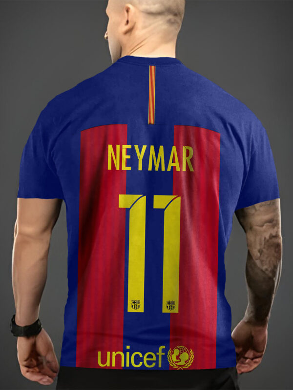 Men's Neymar 11 Barcelona Jersey T-Shirt - Official Soccer Player Design, 100% Polyester Breathable Summer Football Fan Apparel, Authentic Camp Nou Style Casual Sports Top with Printed Number 11 & Crest, Game Day Outfit, Crew Neck Tee, Machine Washable, Lightweight Material, Athletic Wear