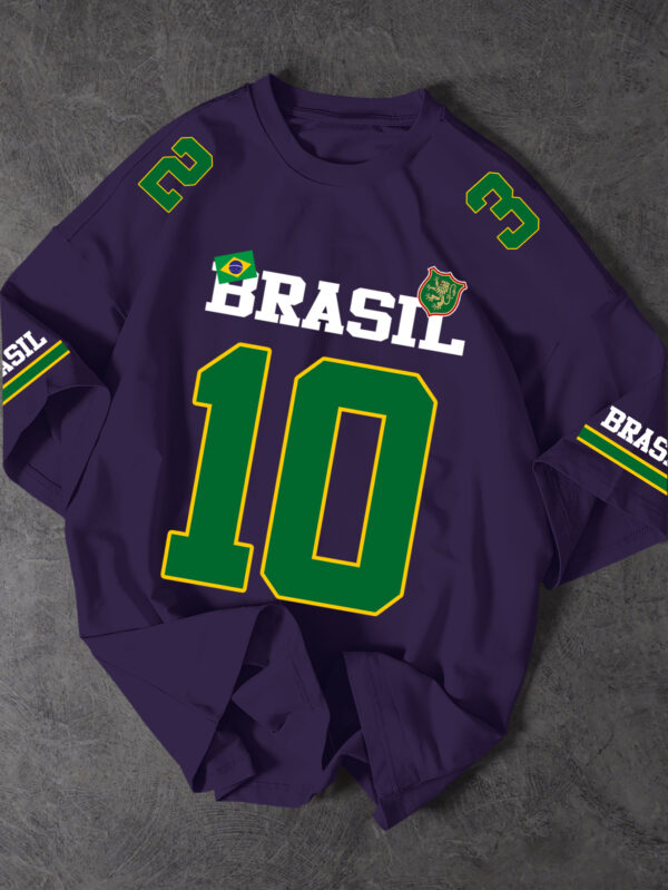 Men'S Brazilian Soccer Jersey T-Shirt - Black with Bold '10' Numerals - Loose Fit Streetwear Tee - Lightweight Summer Shirt for Sports & Casual Outfits - Brazilian Flag Colors - Adult Men'S Clothing, Brazil Soccer Jersey, Casual Wear, Sporty Look, Breathable Fabric, Game Day Outfit, Street Style Clothing, Durable Construction, Print Top, Streetwear Lovers