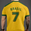 Men'S Brazil Soccer Jersey T-Shirt - Yellow with Green Trim, Breathable Polyester, Round Neck, Casual Streetwear for Summer, Ideal for Hiking, Running & Weekend Outings, PLUS SIZE, Knit