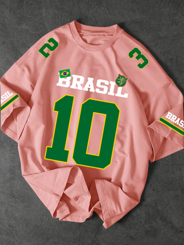 Men'S Brazilian Soccer Jersey T-Shirt - Black with Bold '10' Numerals - Loose Fit Streetwear Tee - Lightweight Summer Shirt for Sports & Casual Outfits - Brazilian Flag Colors - Adult Men'S Clothing, Brazil Soccer Jersey, Casual Wear, Sporty Look, Breathable Fabric, Game Day Outfit, Street Style Clothing, Durable Construction, Print Top, Streetwear Lovers