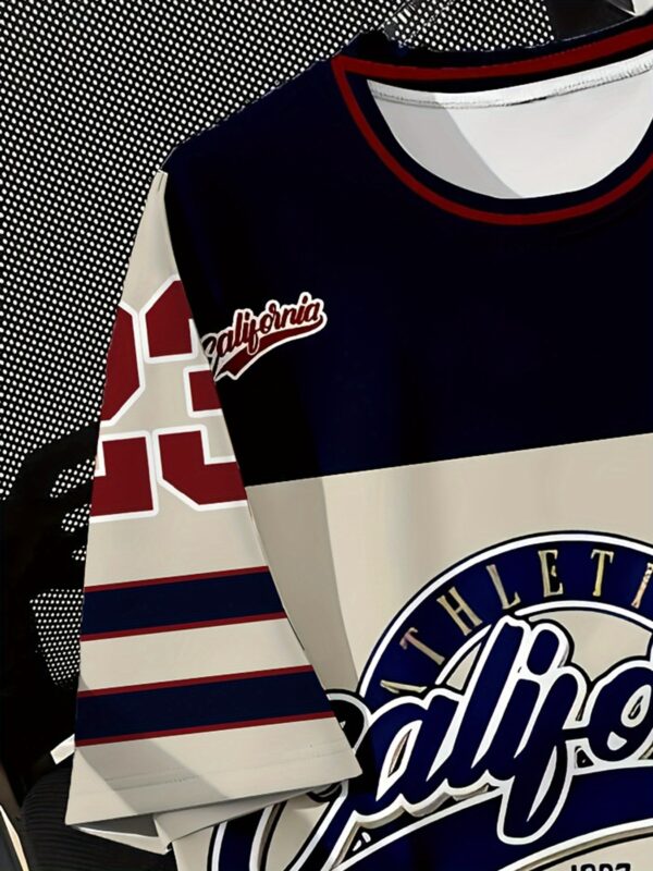 Men's Vintage California Graphic T-Shirt - Retro Sports Tee with Number 22 Design, Breathable Round Neck Shirt for Gym, Casual Outfits & Everyday Summer Wear - Machine Washable Athletic Top, Sporty Design, Comfortable Fit