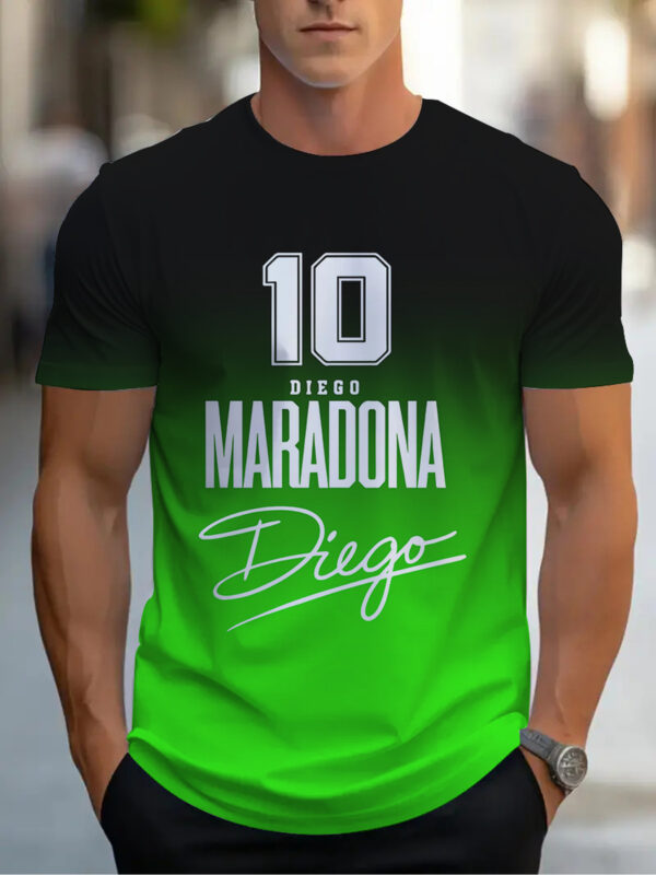 Men'S Maradona Soccer Jersey T-Shirt - Blue & White Casual Summer Tee with "10 Diego Maradona" Print, Breathable Polyester Fabric, Loose Fit for Casual Attire, Machine Washable, Everyday Tshirt | Sporty Design | Comfortable Fit