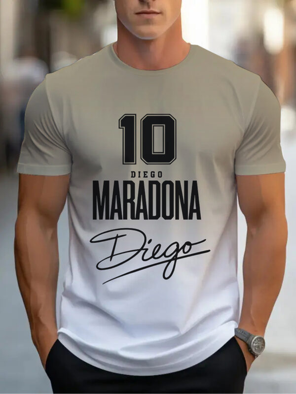 Men'S Maradona Soccer Jersey T-Shirt - Blue & White Casual Summer Tee with "10 Diego Maradona" Print, Breathable Polyester Fabric, Loose Fit for Casual Attire, Machine Washable, Everyday Tshirt | Sporty Design | Comfortable Fit