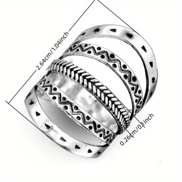 product-open-c8943cab8f8c46a2a48f02ee60a10002-goods Simple Retro 5 Band Different Patterns Wide Rings for Women Daily Party Summer Vacation Style Accessories