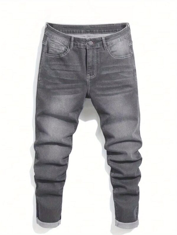 1pc Men's skinny jeans, casual and versatile in American street hip-hop, suitable for daily wear in all seasons