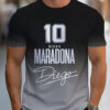 Men'S Maradona Soccer Jersey T-Shirt - Blue & White Casual Summer Tee with "10 Diego Maradona" Print, Breathable Polyester Fabric, Loose Fit for Casual Attire, Machine Washable, Everyday Tshirt | Sporty Design | Comfortable Fit