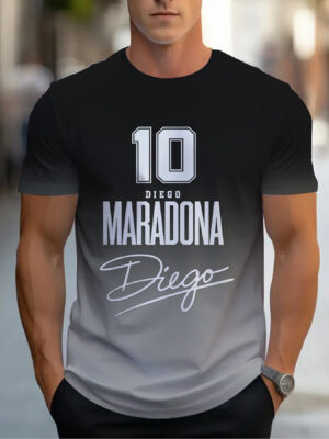 Men'S Maradona Soccer Jersey T-Shirt - Blue & White Casual Summer Tee with "10 Diego Maradona" Print, Breathable Polyester Fabric, Loose Fit for Casual Attire, Machine Washable, Everyday Tshirt | Sporty Design | Comfortable Fit