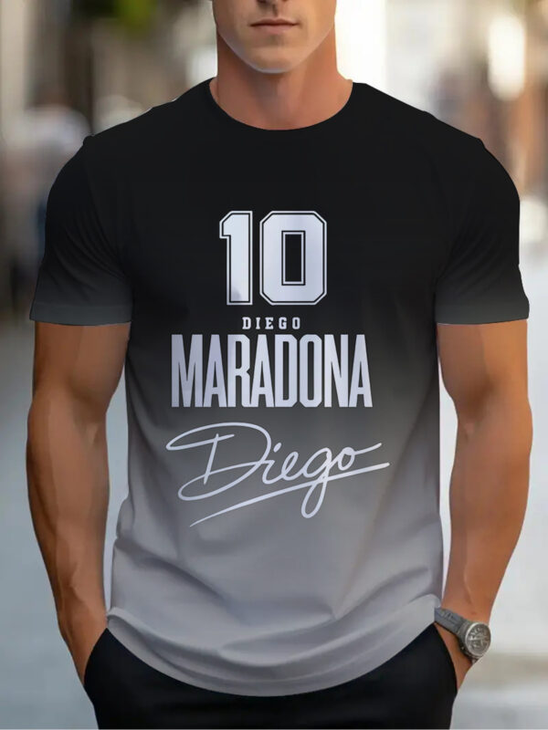 Men'S Maradona Soccer Jersey T-Shirt - Blue & White Casual Summer Tee with "10 Diego Maradona" Print, Breathable Polyester Fabric, Loose Fit for Casual Attire, Machine Washable, Everyday Tshirt | Sporty Design | Comfortable Fit