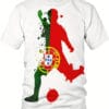Men's Portugal Football Team Jersey T-Shirt - Cristiano Ronaldo CR7 Inspired Design, Breathable Polyester Knit Fabric, Plus Size Available, Green & Red Soccer Fan Apparel for Sports & Casual Wear, Durable 3D Print Cristiano Ronaldo Action Figure & Portugal Crest, Machine Washable, Regular Fit Short Sleeve, Style Football Fan Outfit, Game Day Shirt, Graffiti Print Design, PLUS SIZE