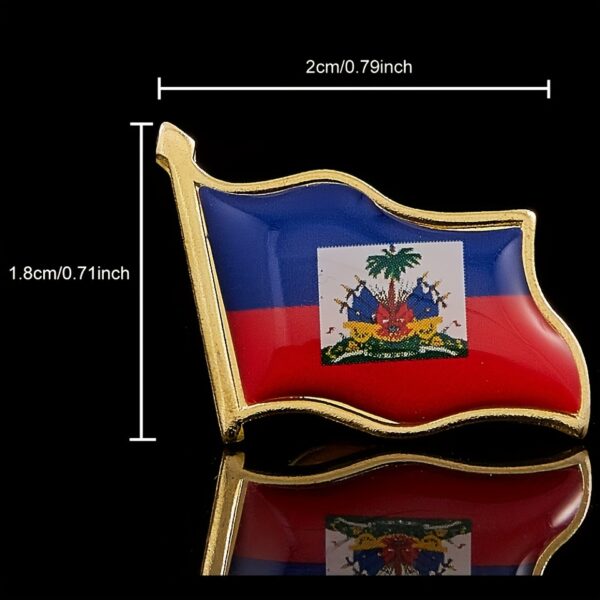1pc Vintage Haiti Flag Lapel Pin - Metal Alloy Brooch with Golden-Tone Base, Blue & Red Stripes & Green Triangle Design, Durable Metallic Finish for Backpacks, Jackets, Hats, Bags - Unisex Accessory for Men & Women, Backpack Decoration, Classic Pin Design