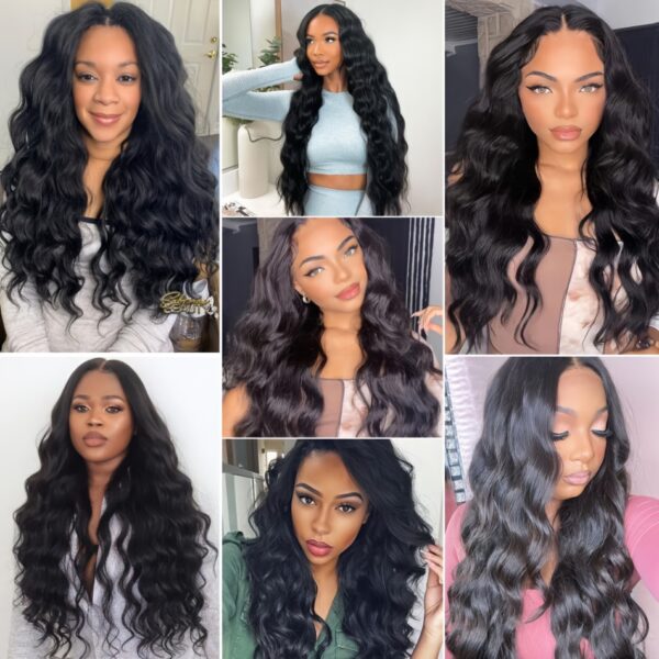 KIMO BEAUTY 4 Bundles Human Hair Extensions Virgin Hair Unprocessed Natural Black/Blonde/Red/Brown Waves (4 Colors Available) - 100% for Women, Clip-In/Ring/Rod/Sew-In, Volume & Length, No Chemicals, Multi-Texture Bundles