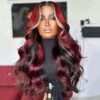 0c59a4d08277b9ff4c5097cc3fd6b0b8.jpg Women'S Brazilian Remy Human Hair Wig - Natural Look Body Wave with Red Highlights, Pre-Plucked Frontal Hairline, Density, Transparent Lace Front (13x4) - for Parties, Work, Everyday - Blonde Red Hair - Perfect Gift for Halloween, Birthdays, Anniversaries