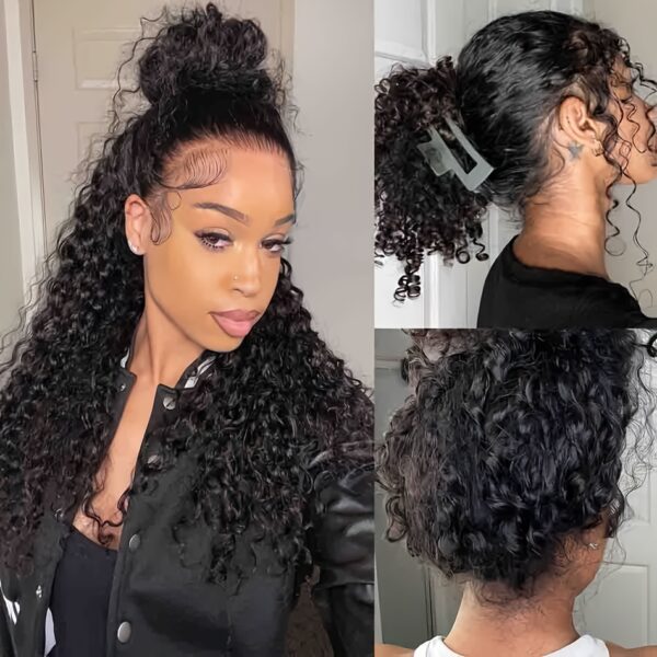 Glueless 360 Lace Front Wig Human Hair - Deep Wave 150% Density Pre-Plucked with Invisi Strap & Drawstring Closure, HD Full Lace Frontal Wig for Women, Natural Look & Comfortable Wear (No Glue Needed)