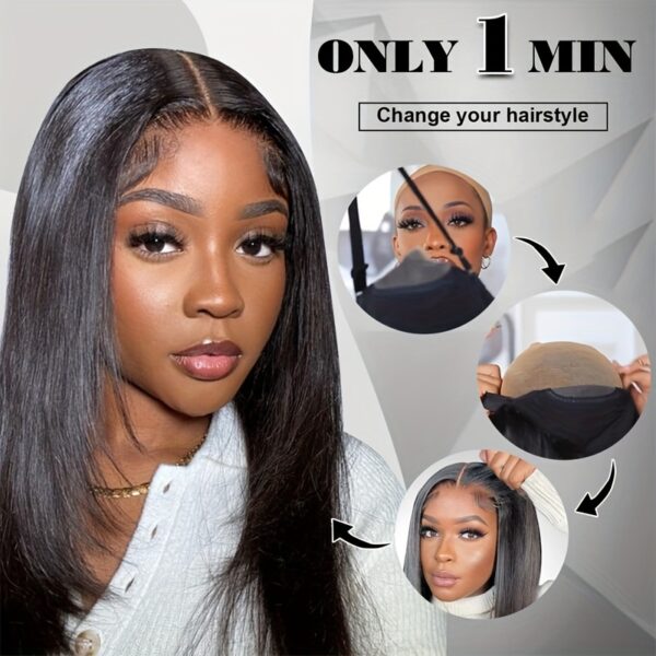 Glueless HD Lace Front Wig 100% Human Hair Malaysian Straight 150% Density - Pre-Cut, Preplucked & Ready to Wear Natural Color Wigs for Women of All Ethnicities, Easy Hair Replacement | Sleek Hairstyle | Healthy Hair Appearance, Hair Wig