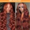 150% Density Reddish Brown Body Wave Lace Front Wig - Pre-Plucked Human Hair with Baby Hair, Ginger #33 Color for Women, 13x4 Lace Area, Natural Look for Everyday or Special Occasions, Styling Versatility | Seamless Lace Front | 100% Human Hair