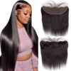 Women's Natural Look Lace Closure Frontal - 13x4 Transparent Lace with Virgin Remy Human Hair, Pre-Plucked with Baby Hair, Lightweight & Breathable for Seamless Hairstyles - Natural Black Human Hair Extensions for Everyday & Special Events, Protective Hai