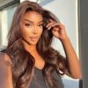Women'S Chocolate Brown Body Wave Lace Front Wig - 13x6 HD Transparent Lace, 150% Density Human Hair, Natural Looking Basics Style for Everyday Use, Versatile Basics Wig | Chocolate Brown Wig | Realistic Appearance