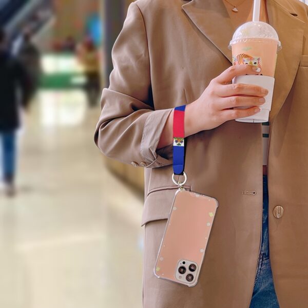 1pc Haitian Flag Wristband Keychain - Non-Braided Fabric Keyring, Patriotic Car Accessory, Personalized Gift for Men, Suitable for Various Keys - Ideal for Birthday, Christmas, Casual Use