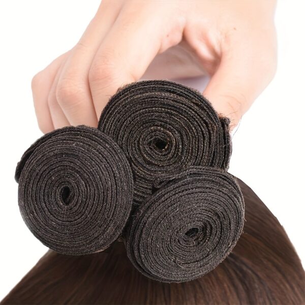 4Body Wave Bundle Chocolate Brown Human Hair Extensions, Dark Brown Double Weft Virgin Hair Weave, 90g Each, for Wome