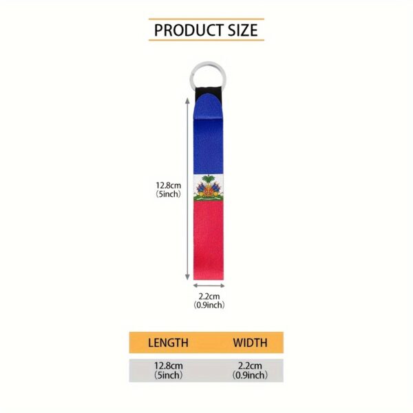 1pc Haitian Flag Wristband Keychain - Non-Braided Fabric Keyring, Patriotic Car Accessory, Personalized Gift for Men, Suitable for Various Keys - Ideal for Birthday, Christmas, Casual Use