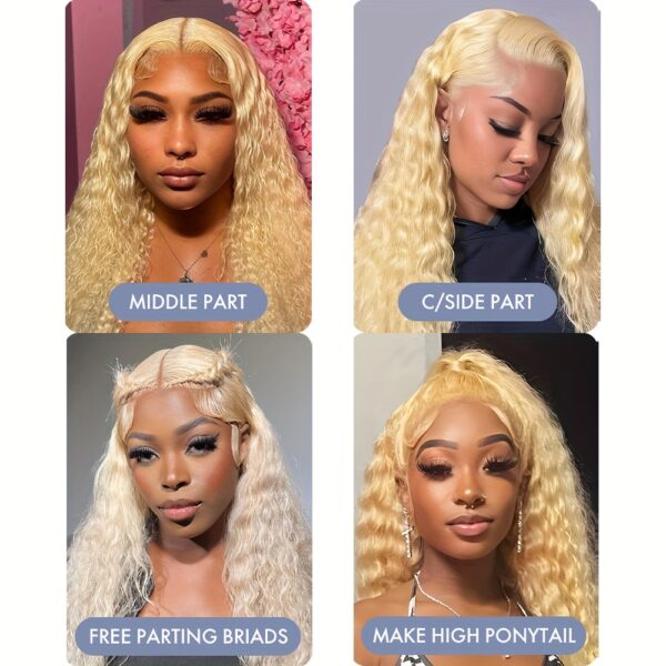 SISIFIRE 71.12cm 613 Blonde Deep Wave Lace Front Wig - 13x4 HD Lace, 200% Density Pre-Plucked Hairline Natural Look for Women, Elegant Curly Wig for All Ethnicities, Lace Wig, Versatile Hairpiece, Stylish Hairpiece, Protective Hairstyle, Beauty Accessory