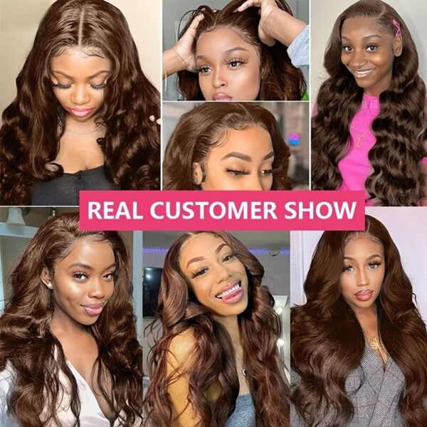 Women'S Chocolate Brown Body Wave Lace Front Wig - 13x6 HD Transparent Lace, 150% Density Human Hair, Natural Looking Basics Style for Everyday Use, Versatile Basics Wig | Chocolate Brown Wig | Realistic Appearance