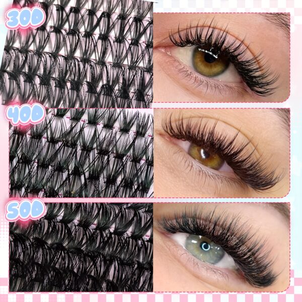 740/200pcs DIY Lash Clusters Eyelash Extension Kit, 2-in-1 Lash Bond, Tweezers, Glue Remover, Lash Brush, 30D+40D+50D 9-16mm Mix Lash Clusters for Beginner DIY At Home And Reusable for Daily Wear & Party & Halloween & Christmas