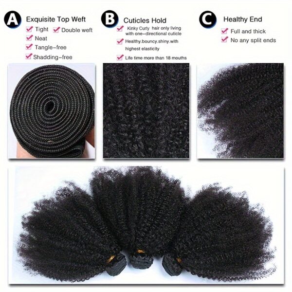 2c4e28c9-1877-4bed-830d-bd0678536185.jpg Afor Kinky Curl Bundles Natural Black Color Curly Wigs Bundles Extensions Double Weft 100% Brazilian Remy Human Hair