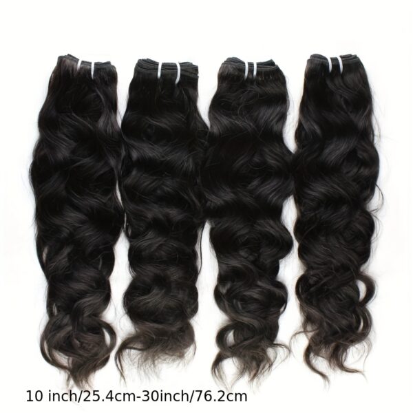 KIMO BEAUTY 4 Bundles Human Hair Extensions Virgin Hair Unprocessed Natural Black/Blonde/Red/Brown Waves (4 Colors Available) - 100% for Women, Clip-In/Ring/Rod/Sew-In, Volume & Length, No Chemicals, Multi-Texture Bundles