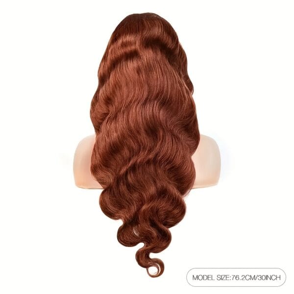 150% Density Reddish Brown Body Wave Lace Front Wig - Pre-Plucked Human Hair with Baby Hair, Ginger #33 Color for Women, 13x4 Lace Area, Natural Look for Everyday or Special Occasions, Styling Versatility | Seamless Lace Front | 100% Human Hair