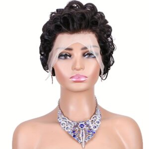 15.24 cm Brazilian Remy Bob Wig 13x4 - 180% Density Lace Front Wig with Blue & White Gemstone Accents, Elegant Human Hair Wig for Women, Versatile for Casual & Formal Events, Stylish Hairpiece, Highquality Hair