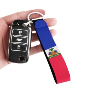 4848fa7b-4bfb-483b-b33b-5c598e6663cc.jpg 1pc Haitian Flag Wristband Keychain - Non-Braided Fabric Keyring, Patriotic Car Accessory, Personalized Gift for Men, Suitable for Various Keys - Ideal for Birthday, Christmas, Casual Use