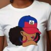 1pc Women'S Haitian Culture Graphic T-Shirt - Vibrant Patriotic Design with Haitian Flag & Female Silhouette, Green Casual Tee for Cultural Pride, Festivals, or Everyday Fashion, Perfect Gift for Women, Festival Attire, Bold Statement Piece, Comfortable F