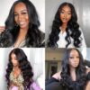 4c0c88fc-de0b-43b9-bf94-11f2bd556ce1.jpg 2x6 HD Lace Closure Human Hair Wig - 45.72cm Brazilian Virgin Hair 100% Real Body Wave (Kim K Style) with Pre-Plucked Baby Hair & Transparent Lace Front/Back, Natural Black Brown Color for, Middle Part, No Glue Needed