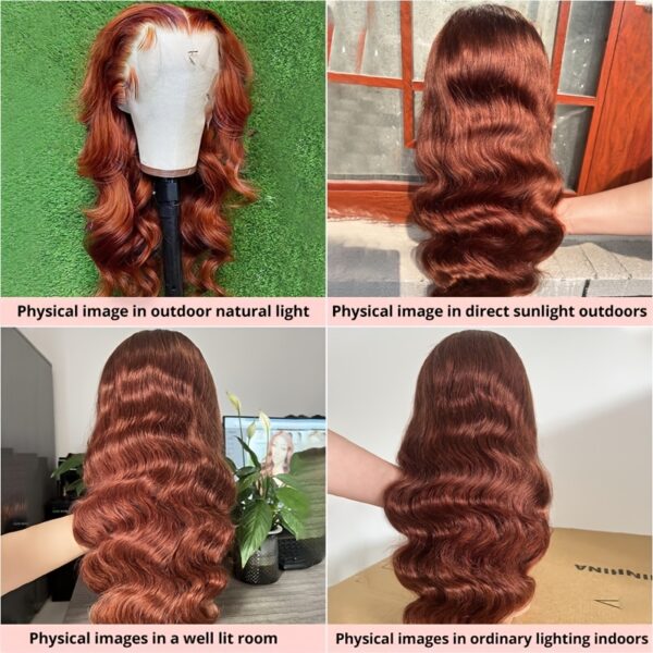4f189f07-84ed-4145-9a1b-c39043ba9886-3.jpg Luxurious Reddish Brown Body Wave Lace Front Wig - 13x6 Glueless Human Hair, 150% Density, Pre-Plucked with Baby Hair for Women, Natural Look, Comfortable Fit, Perfect for Everyday or Special Occasions, Comfortable Hairpiece | Voluminous Wig Style | Silky