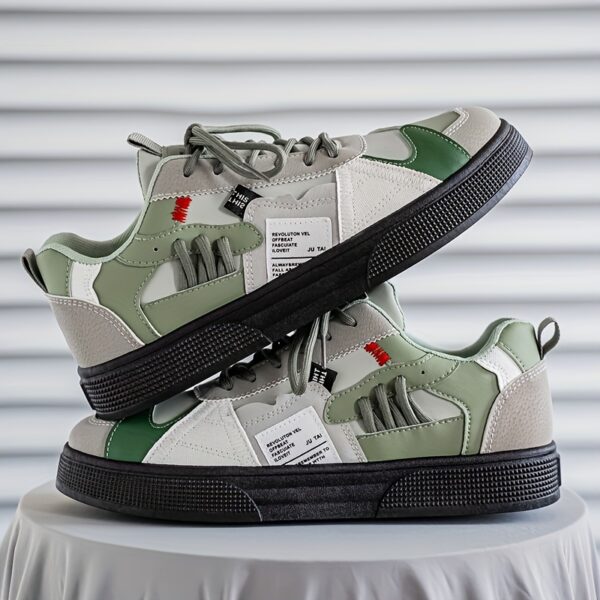 Men's Breathable Casual Skate Shoes - Slip-, Comfort Lace Up Sneakers with Durable Fabric and Stylish Contrast Designs, Vibrant Color Blocking for Year Round Use in Outdoor Activities, Jogging, Walking & Travel – Christmas Birthday Gift Idea, Versatile Mo