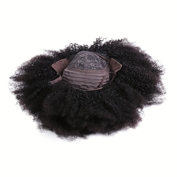 Human Hair Afro Kinky Curly Wig with Bangs - 200 Density Brazilian Virgin Coily Wig for Women, Glueless Machine Scalp Top Wig, Rose Net Cap, Natural Look for Everyday & Special Occasions, Versatile Hairpiece, Sleek Hairline, Secure Fit Wig