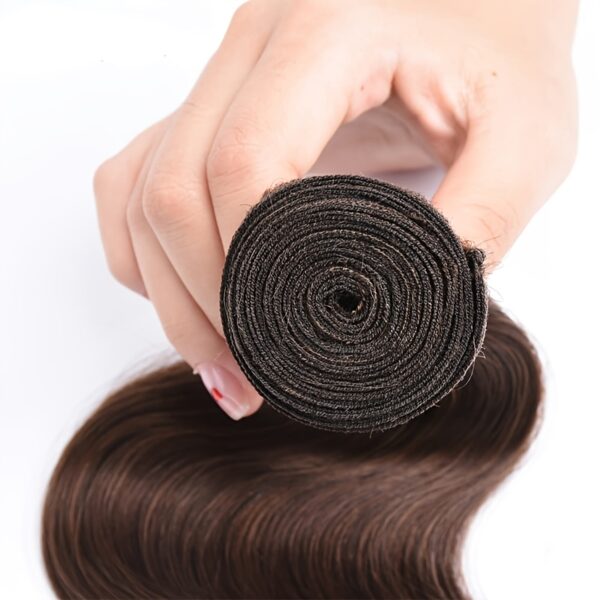 4Body Wave Bundle Chocolate Brown Human Hair Extensions, Dark Brown Double Weft Virgin Hair Weave, 90g Each, for Wome